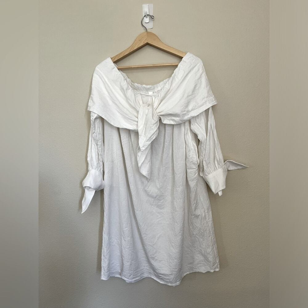 Merlette Sailor Off The Shoulders Poet Dress White side pockets Sz L